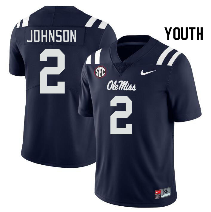 Youth #2 Cedric Johnson Ole Miss Rebels College Football Jerseys Stitched Sale-Navy